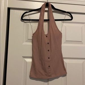 Caution to the wind pink halter shirt. Sm/M